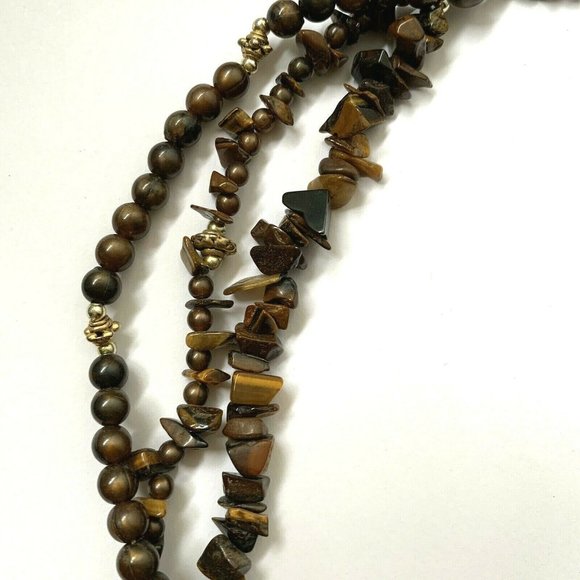 Tigers Eye Necklace Natural Stone Chip Brown - Picture 5 of 6